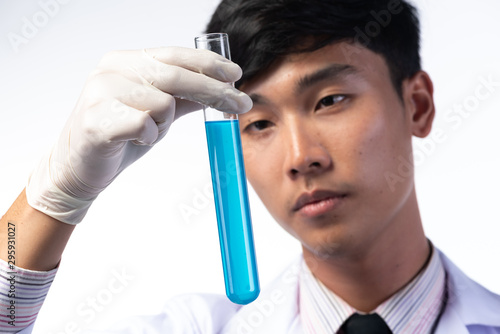 scientist with equipment an...