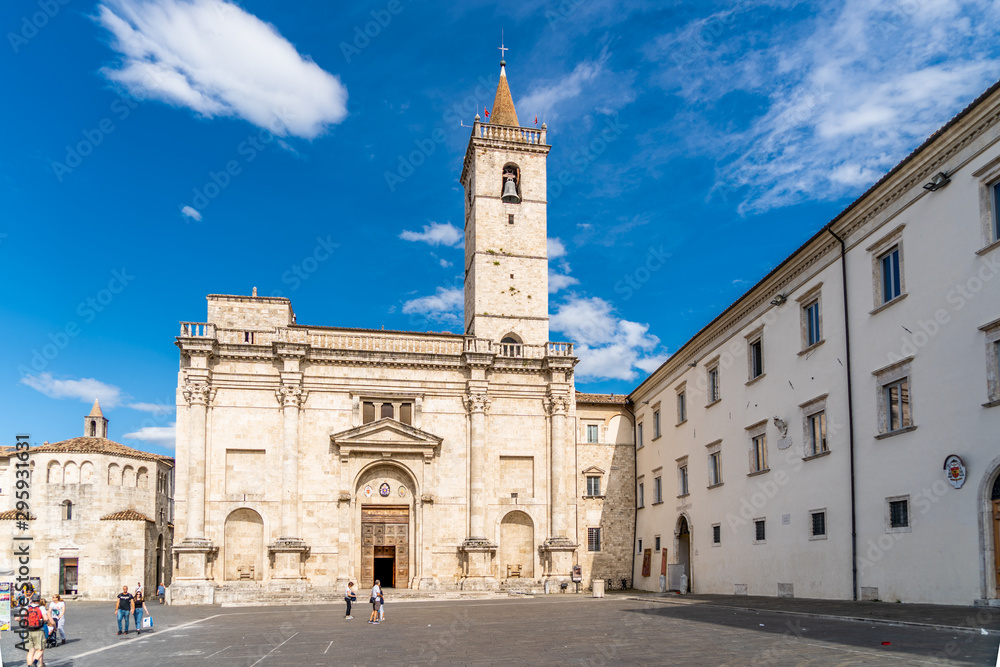 The Cathedral of St. Emidio and the Baptistery of San Giovanni in Arringo Square of Ascoli Piceno, Italy.