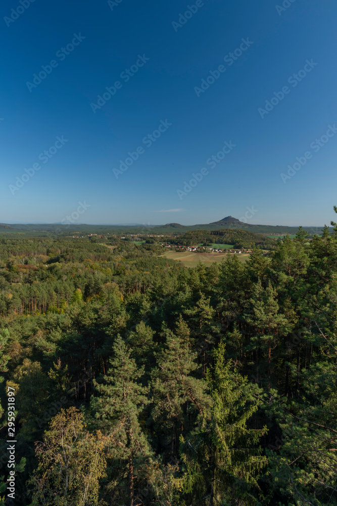 View from Sedina hill over deep green autumn forests