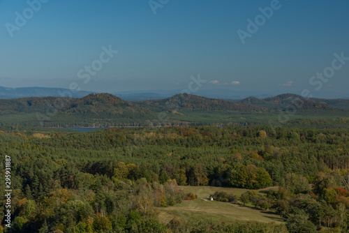 View from Sedina hill over deep green autumn forests