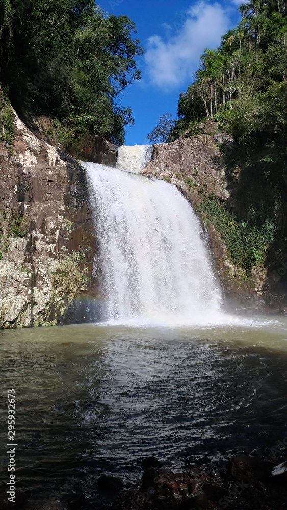 Fototapeta premium Tree Fall Waterfall. Riozinho, RS, Brazil.