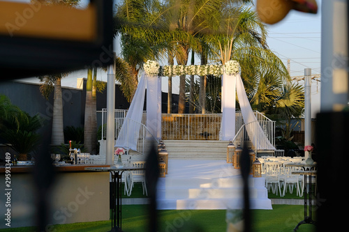 Beautiful photo of the Jewish Hupa , wedding putdoor . photo