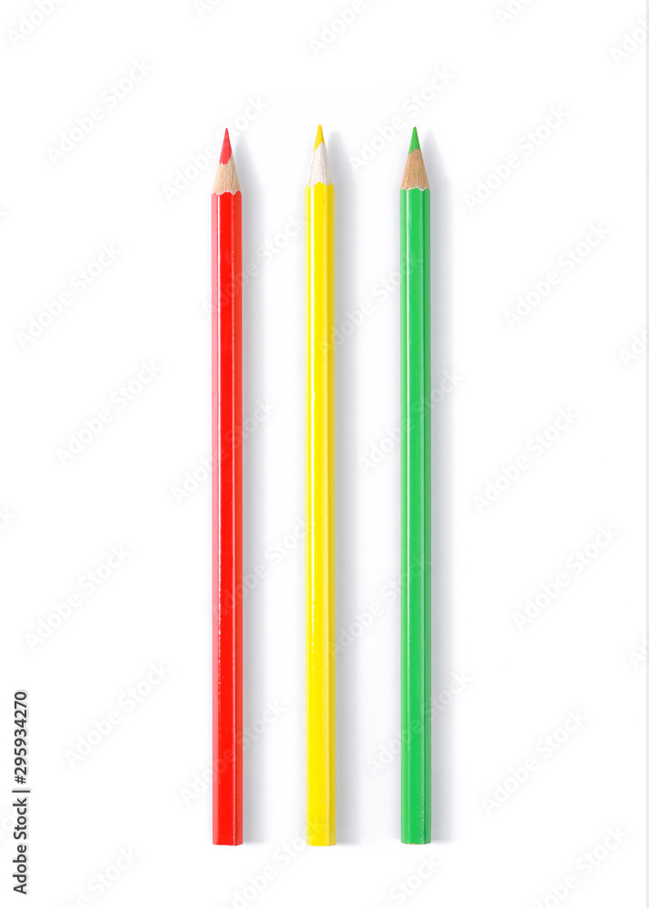Three color pencils isolated on white Three color pencils isolated on white