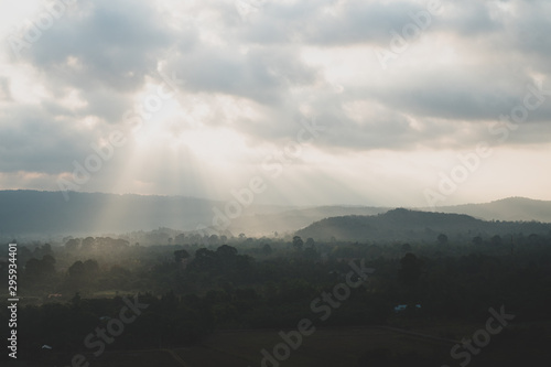 mountain layers sunset  tropical forest landscape view  Khao Yai National Park