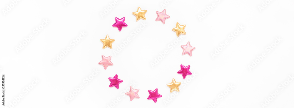 Decorative stars round wreath frame Decorative stars round wreath frame