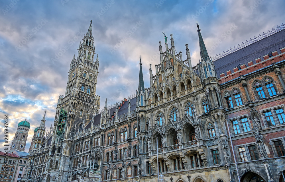 The New Town Hall located in the Marienplatz in Munich, Germany The New Town Hall located in the Marienplatz in Munich, Germany