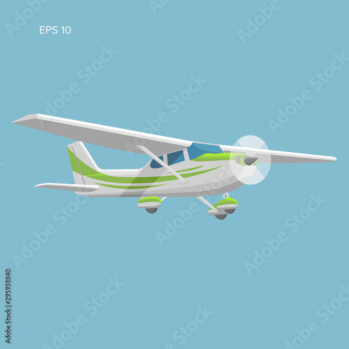 Small plane vector illustration. Single engine propelled aircraft.