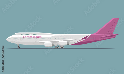 Large airliner vector illustration. Wide-body passenger aircraft