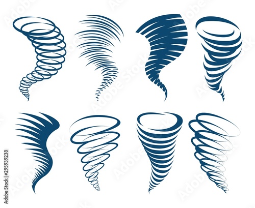 Whirlwind swirl storm icons set