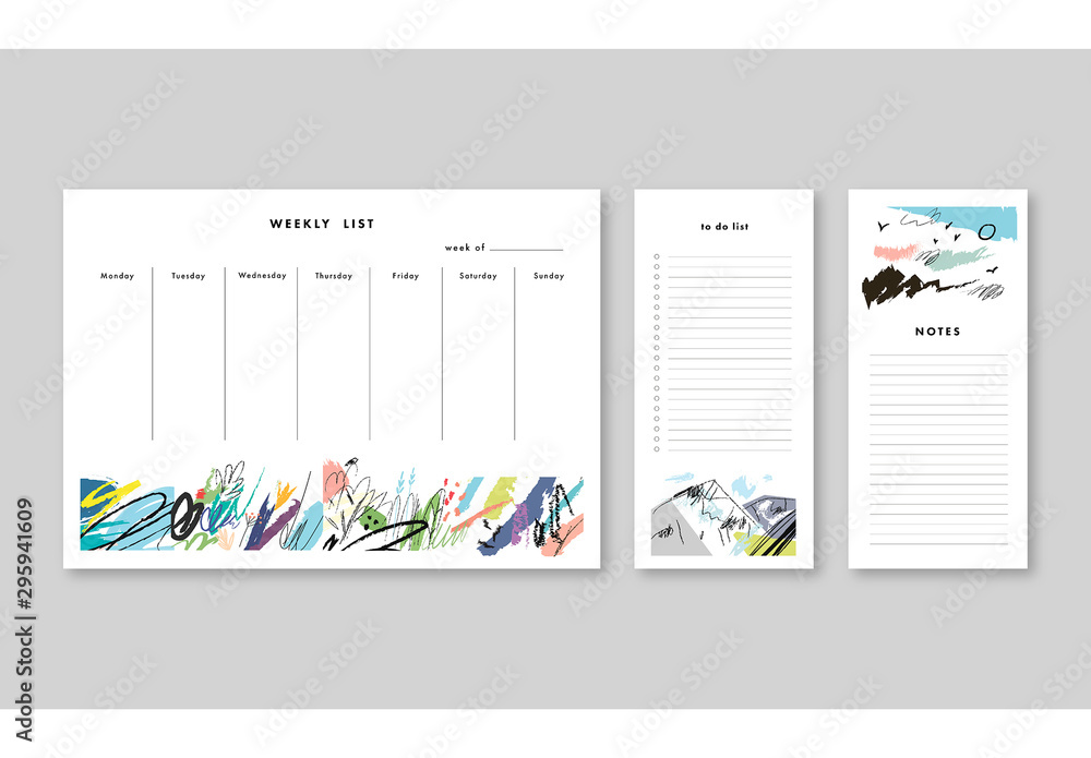 Illsutrative Weekly Planner with Notes and To Do List Layouts Stock ...