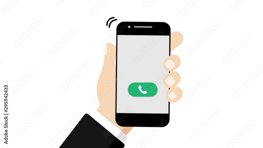 hand drawing green screen with theme of telephone. Smart Phone held by hands. the phone rings in a hand. flat. hand drawing green screen with theme of telephone. Smart Phone held by hands. the phone rings in a hand. flat.