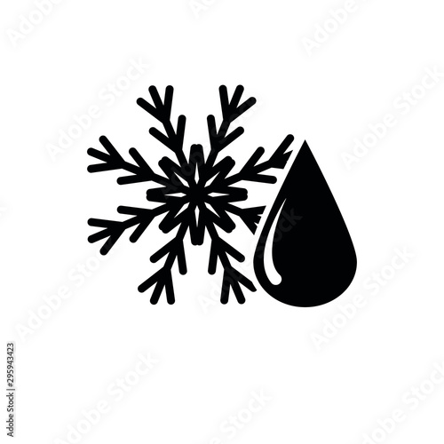 snoewflake with water drop icon. melting icon photo