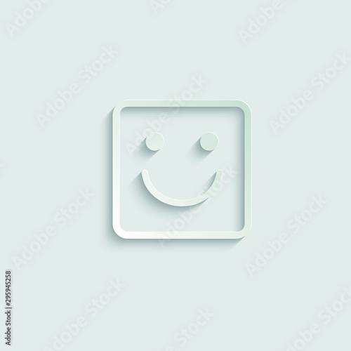  smile icon/ Happy face/ line style icon/ black vector symbol of smile paper with shadow © veronchick84