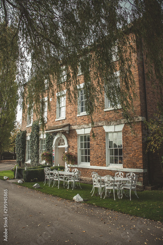 Classic English Garden with Willow Tree