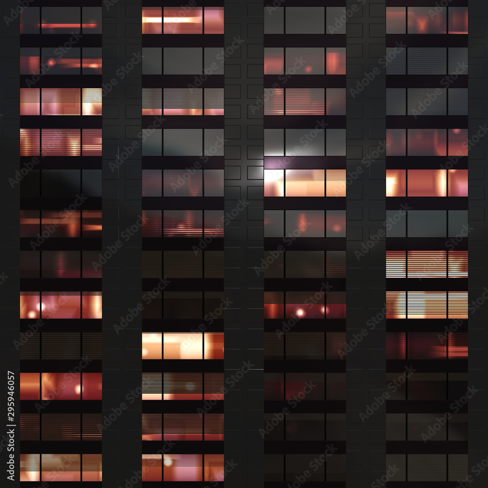 Modern office skyscraper seamless (horizontally and vertically) pattern, simple glass, metal, concrete hight technology buildings, dark and light windows at night, very high resolution, easy design Modern office skyscraper seamless (horizontally and vertically) pattern, simple glass, metal, concrete hight technology buildings, dark and light windows at night, very high resolution, easy design