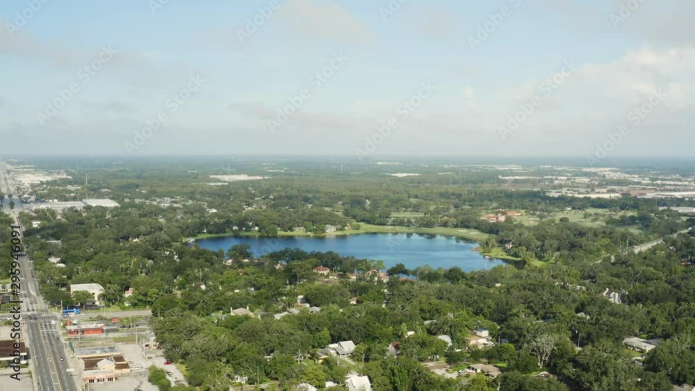 Aerial view of Orlando City, Florida in sunny weather, travel around US, drone shoot of city Aerial view of Orlando City, Florida in sunny weather, travel around US, drone shoot of city