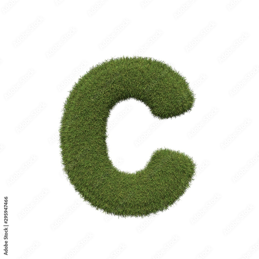 Grass letter C isolated on white background Grass letter C isolated on white background