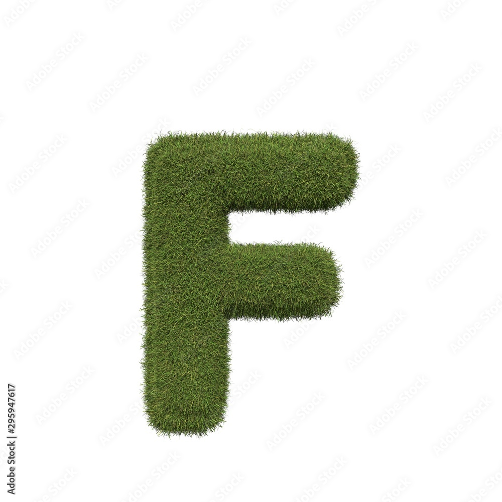Grass letter F isolated on white background Grass letter F isolated on white background