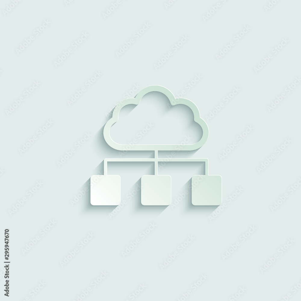 cloud connection icon. smart devices icon paper with shadow cloud connection icon. smart devices icon paper with shadow