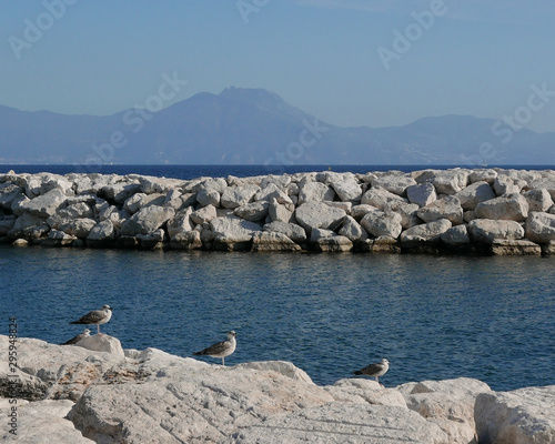 bella vista della costa marina di napoli in una giornata limpida photo