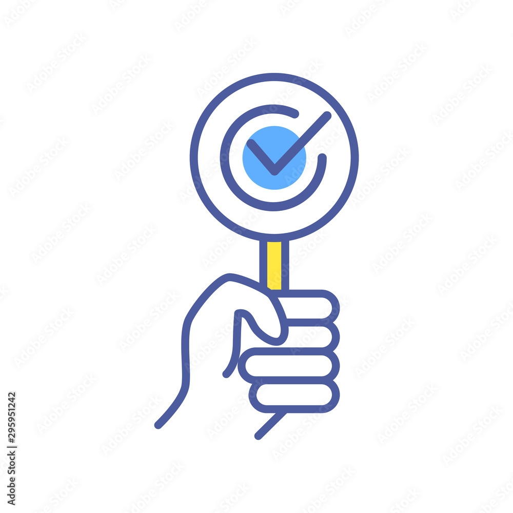 Approved color line icon. Hand holding plate agreement concept. Sign for web page, mobile app. Approved color line icon. Hand holding plate agreement concept. Sign for web page, mobile app.