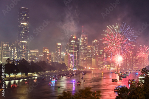 Brisbane Riverfire fireworks display 2019 looking towards the CBD