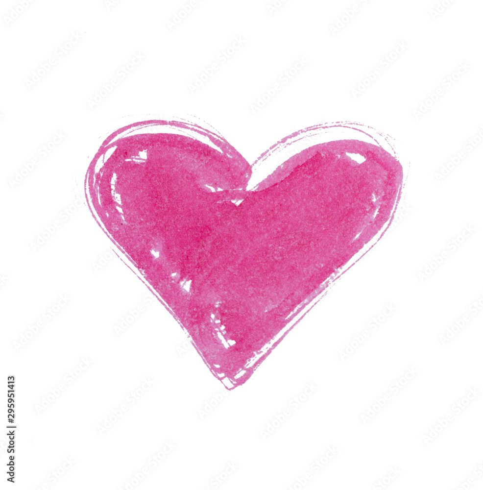 Hand drawn heart .Watercolor heart isolated. Natural texture of paint on the paper Hand drawn heart .Watercolor heart isolated. Natural texture of paint on the paper
