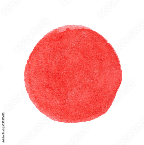 Big red grunge circle on old vintage background. Sealed with decorative stamps. Stylized symbol of Japan. illustration.