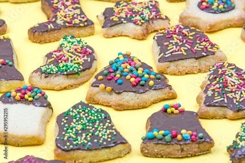 Christmas cookies with icing and sprinkles