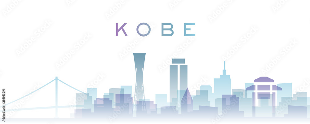 Naklejka Przezroczyste warstwy Kobe Gradientowe punkty orientacyjne Skyline