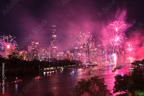 Brisbane Riverfire fireworks display 2019 looking towards the CBD