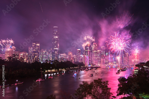 Brisbane Riverfire fireworks display 2019 looking towards the CBD © Orion Media Group
