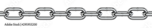 Metal chain links. 3d rendering illustration isolated on white background.