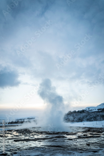 A geyser eruption in Iceland