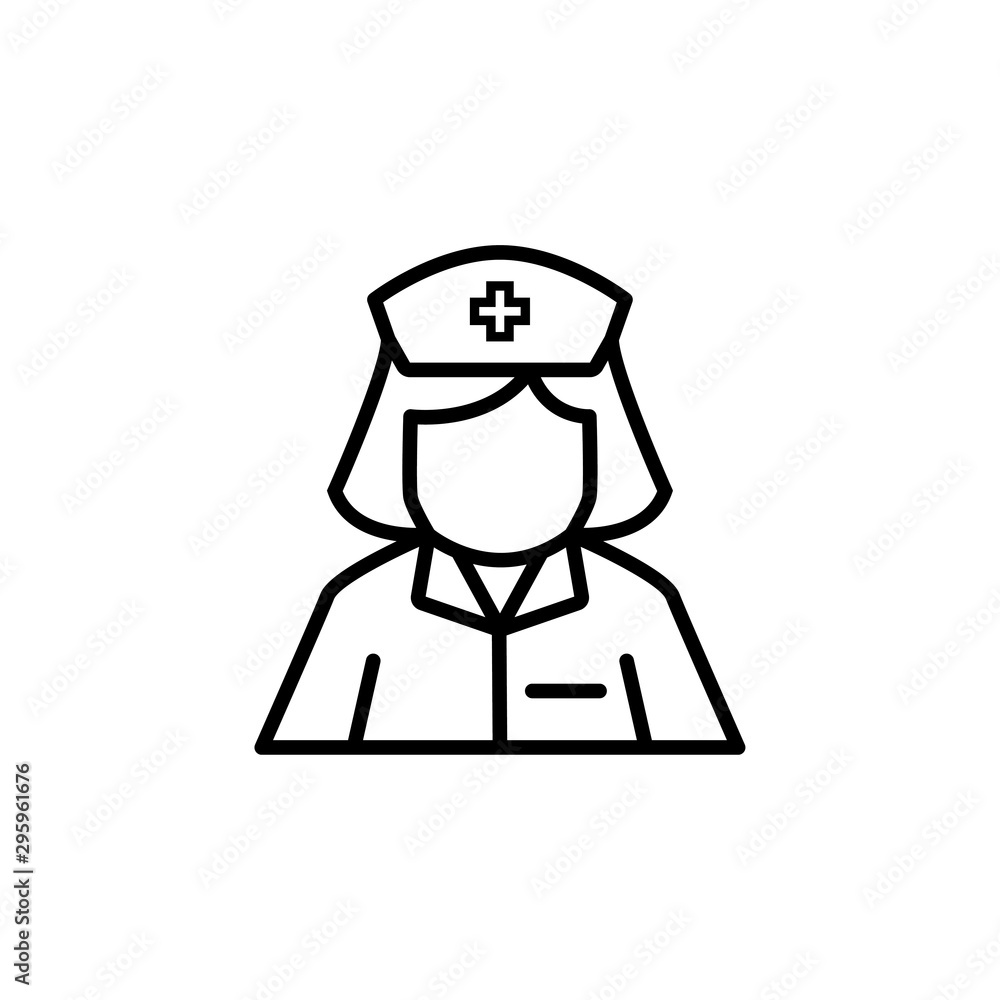 Woman nurse outline icon for web and mobile