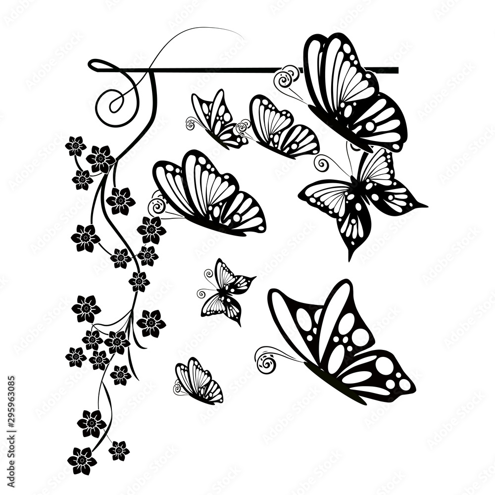 graphic element flourishes flowers butterflies graphic element flourishes flowers butterflies