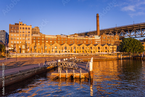 Canvas Print Morning shot of the Rocks, the historic area of the city center of Sydney, Austr