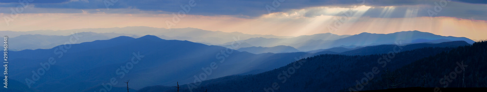 panorama of sunset in the smoky mountains