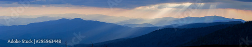 panorama of sunset in the smoky mountains