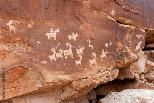 Native American Petroglyphs on a rock face in the desert southwest
