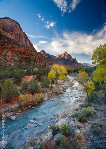Autumn afternoon along the Virgin River, Zion National Park, Utah