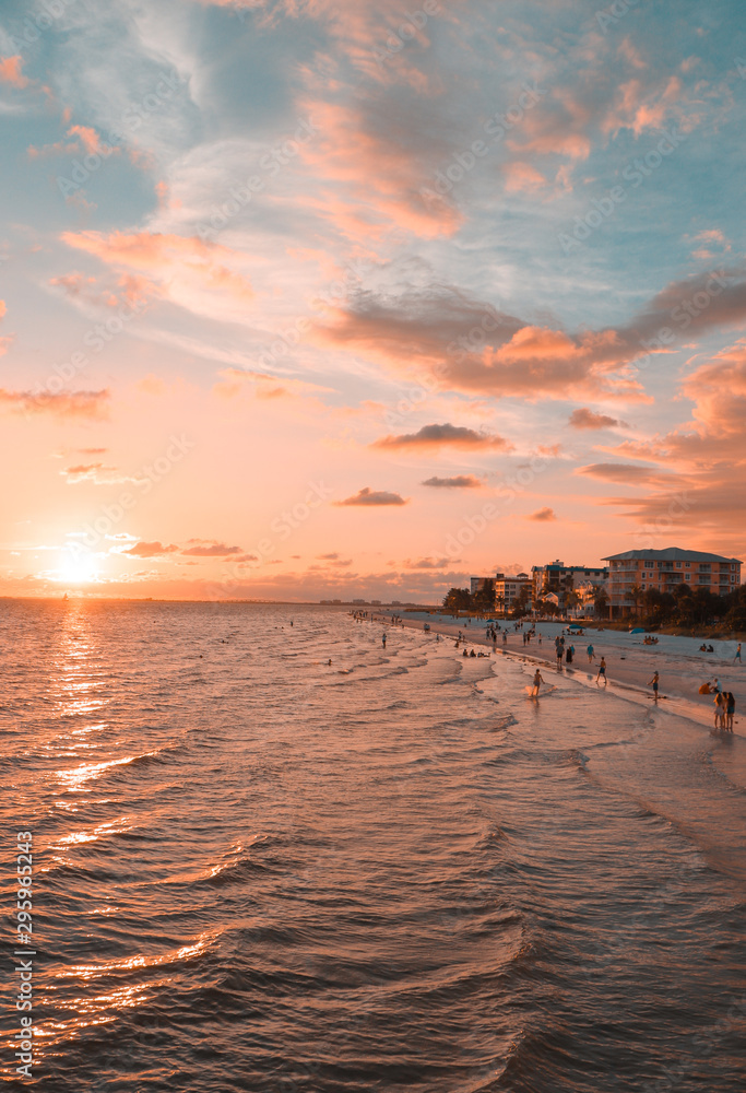 Naples beach sunset, USA