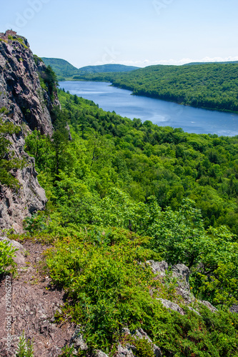 Lake of the Clouds and a cliff in the Porcupine Mountains, Upper Peninsula, Michigan