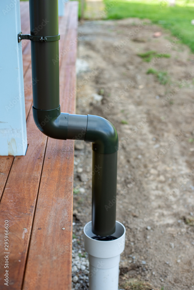 Close up of a newly installed down pipe that leads into the stormwater system