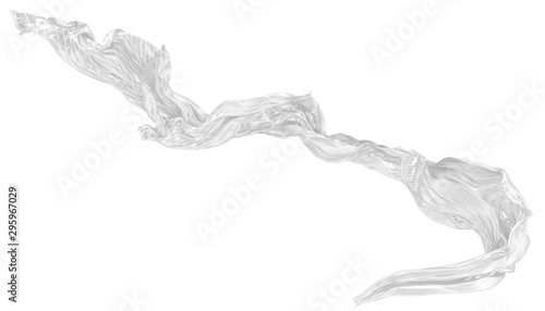 Abstract background of white wavy silk or satin with metal stripes. 3d rendering image.