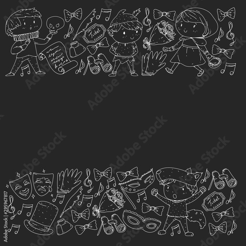 Illustration of a Children's Performing on Stage. Theatre with kids