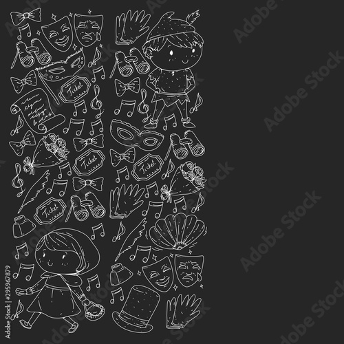 Illustration of a Children's Performing on Stage. Theatre with kids