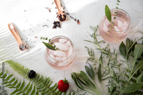 Pink Cocktail on Marble Background