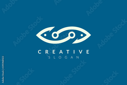 Abstract minimalist fish shape vector design. Simple fish design, flat logo style, modern icon and symbol.