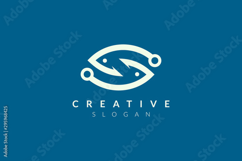 Abstract minimalist fish shape vector design. Simple fish design, flat logo style, modern icon and symbol.